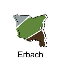 erbach stad av tysk Karta vektor illustration, vektor mall med översikt grafisk skiss stil isolerat på vit bakgrund