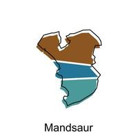 Karta av mandsaur vektor mall med översikt, grafisk skiss stil isolerat på vit bakgrund