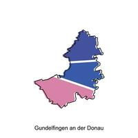 Karte von gundelfingen ein der Donau geometrisch Vektor Design Vorlage, National Grenzen und wichtig Städte Illustration