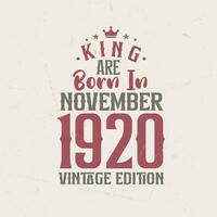 kung är född i november 1920 årgång utgåva. kung är född i november 1920 retro årgång födelsedag årgång utgåva vektor