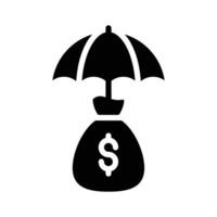 Geld Tasche unter Regenschirm, ein Konzept von finanziell Symbol im modern Stil vektor