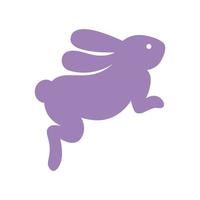 söt liten kanin lila färg silhuett vektor