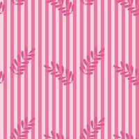 sömlös mönster vit rosa Ränder med löv vektor