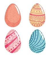glad påsk säsong kort med uppsättning av fyra ägg vektor