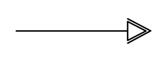 pil enkel hand dragen vektor illustration, horisontell tecken pekande riktning till rätt