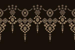 ethnisch geometrisch Stoff Muster Kreuz Stich.ikat Stickerei ethnisch orientalisch Pixel Muster braun Hintergrund. abstrakt, vektor, illustration. Textur, Kleidung, Rahmen, Dekoration, Motive, Seide Hintergrund. vektor