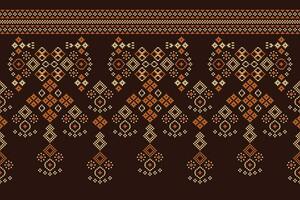 ethnisch geometrisch Stoff Muster Kreuz Stich.ikat Stickerei ethnisch orientalisch Pixel Muster braun Hintergrund. abstrakt, vektor, illustration. Textur, Kleidung, Rahmen, Dekoration, Motive, Seide Hintergrund. vektor