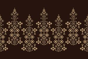 ethnisch geometrisch Stoff Muster Kreuz Stich.ikat Stickerei ethnisch orientalisch Pixel Muster braun Hintergrund. abstrakt, vektor, illustration. Textur, Kleidung, Rahmen, Dekoration, Motive, Seide Hintergrund. vektor