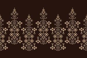 etnisk geometrisk tyg mönster korsa stitch.ikat broderi etnisk orientalisk pixel mönster brun bakgrund. abstrakt, vektor, illustration. textur, kläder, ram, dekoration, motiv, siden tapet. vektor