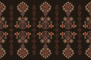 ethnisch geometrisch Stoff Muster Kreuz Stich.ikat Stickerei ethnisch orientalisch Pixel Muster braun Hintergrund. abstrakt, vektor, illustration. Textur, Kleidung, Rahmen, Dekoration, Motive, Seide Hintergrund. vektor