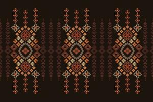 etnisk geometrisk tyg mönster korsa stitch.ikat broderi etnisk orientalisk pixel mönster brun bakgrund. abstrakt, vektor, illustration. textur, kläder, ram, dekoration, motiv, siden tapet. vektor