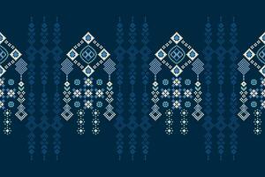 ethnisch geometrisch Stoff Muster Kreuz Stich.ikat Stickerei ethnisch orientalisch Pixel Muster Marine Blau Hintergrund. abstrakt, vektor, illustration. Textur, Kleidung, Rahmen, Dekoration, Motive, Seide Hintergrund. vektor