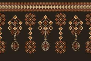 ethnisch geometrisch Stoff Muster Kreuz Stich.ikat Stickerei ethnisch orientalisch Pixel Muster braun Hintergrund. abstrakt, vektor, illustration. Textur, Kleidung, Rahmen, Dekoration, Motive, Seide Hintergrund. vektor