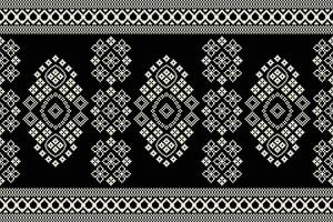 etnisk geometrisk tyg mönster korsa stitch.ikat broderi etnisk orientalisk pixel mönster svart bakgrund. abstrakt, vektor, illustration. textur, kläder, ram, dekoration, motiv, siden tapet. vektor