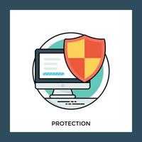 en dator övervaka med skyddande skydda, manifestation av skydd ikon vektor
