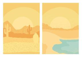 Wüste und Strand abstrakte Landschaften Szenen Hintergründe vektor