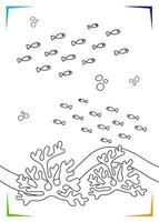 svart och vit korall, rev färg sida för unge. marin under vattnet invånare vektor illustration
