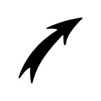 Vektor schwarz Pfeil Gekritzel isoliert Symbol auf Weiß Hintergrund. Hand gezeichnet Zeiger Design Element.