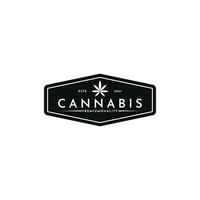 årgång cannabis logotyp design med hipster teckning stil vektor