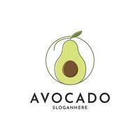 Avocado Obst Logo Design Idee mit Blatt und Kreis vektor