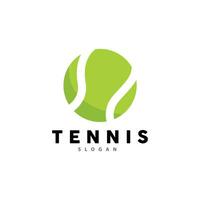 tennis logotyp design, turnering sport, boll och racket vektor enkel silhuett illustration