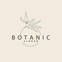 Blatt Linie Logo, schön Hand gezeichnet Design, botanisch minimalistisch Vektor, einfach organisch Pflanze feminin Logo vektor