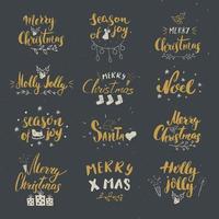 Frohe Weihnachten kalligraphische Beschriftung. typografische Grüße Design. Kalligraphie-Beschriftung für Feiertagsgruß. Hand gezeichnete Beschriftungstextvektorillustration vektor