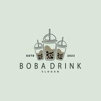 Boba trinken Logo, Milch Tee süß Boba Perle Gelee trinken Blase Vektor einfach minimalistisch Design