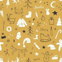nahtloses Muster für Neujahr und Weihnachten, nahtloses Muster für handgezeichnete Kritzeleien. Hintergrundvektorillustration vektor