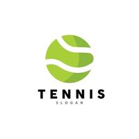 tennis logotyp design, turnering sport, boll och racket vektor enkel silhuett illustration