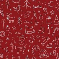 nahtloses Muster für Neujahr und Weihnachten, nahtloses Muster für handgezeichnete Kritzeleien. Hintergrundvektorillustration vektor