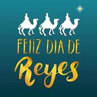 feliz dia de reyes, glücklicher Tag der Könige, kalligraphische Beschriftung. typografische Grüße Design. Kalligraphie-Beschriftung für Feiertagsgruß. Hand gezeichnete Beschriftungstextvektorillustration vektor