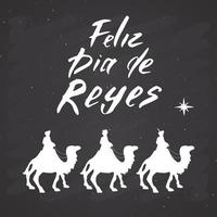 feliz dia de reyes, lycklig dag för kungar, kalligrafiska bokstäver. typografiska hälsningar design. kalligrafi bokstäver för semester hälsning. handritad bokstäver text vektorillustration vektor