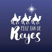 feliz dia de reyes, lycklig dag för kungar, kalligrafiska bokstäver. typografiska hälsningar design. kalligrafi bokstäver för semester hälsning. handritad bokstäver text vektorillustration vektor