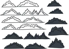 Symbole Pack Berg Silhouette zum Tierwelt Abenteuer Vektor