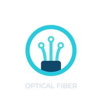 optisk fiber ikon, vektor logotyp på vitt