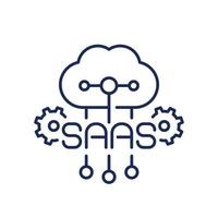 Saas-Symbol, Software-as-a-Service-Liniensymbol mit einer Cloud vektor