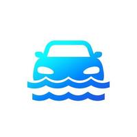 Überschwemmungssymbol mit einem Auto vektor