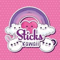 Kawaii Sticks Cartoons Icon Collection Vektordesign vektor