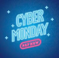 Cyber Monday Neon-Schriftzug-Label vektor