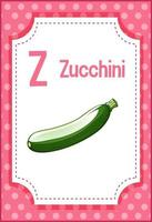 Alphabet Flashcard mit Buchstaben z für Zucchini vektor