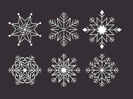 frohe frohe weihnachtskarte mit bündel schneeflocken vektor