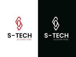 s tech logotyp design vektor mall