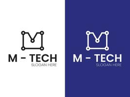 m tech logotyp design vektor mall