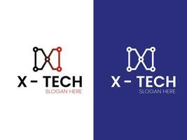 x tech logotyp design vektor mall