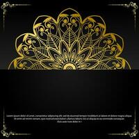 schwarz Luxus Hintergrund mit Gold Mandala Ornament vektor