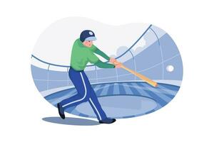 Baseball Spieler Charakter Illustration Konzept. ein eben Illustration isoliert auf Weiß Hintergrund vektor