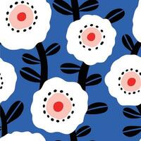 Vektor nahtlos Textur mit groß Hand gezeichnet Blumen. kreativ Blumen- Muster. schön Blumen- Sommer- Hintergrund