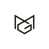 Brief mg verknüpft sechseckig geometrisch Linie Logo Vektor