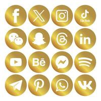 guld lutning social media ikoner uppsättning logotyp vektor illustratör nätverk